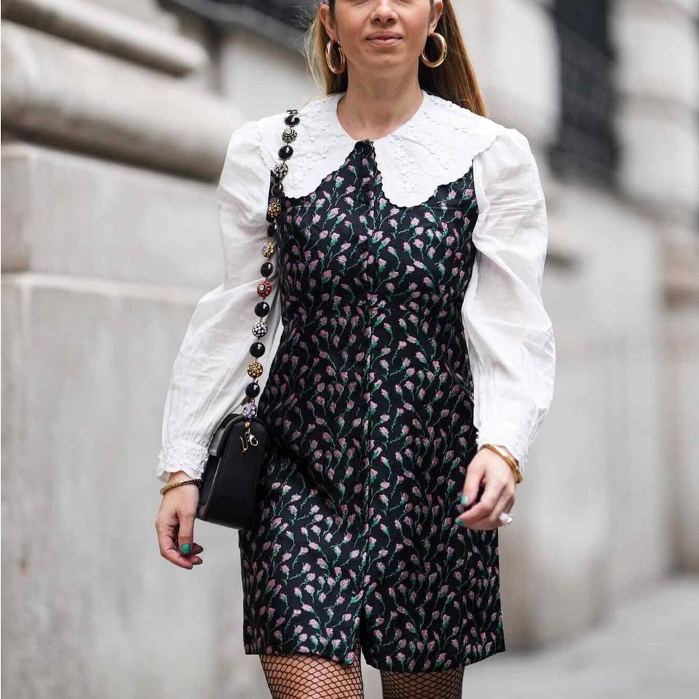 & Other Stories Paris Atelier Embroidered Jacquard Mini Dress NWOT Sz 6